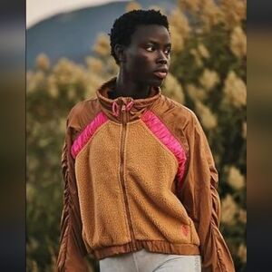 FP Movement by Free People Brown and Pink Teddy Jacket